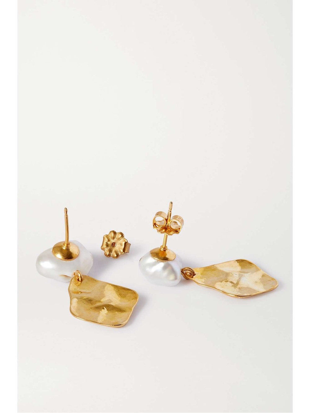 Chan Luu Gold-tone Hammered Drops with White Pearl Tops - Picture 4 of 5